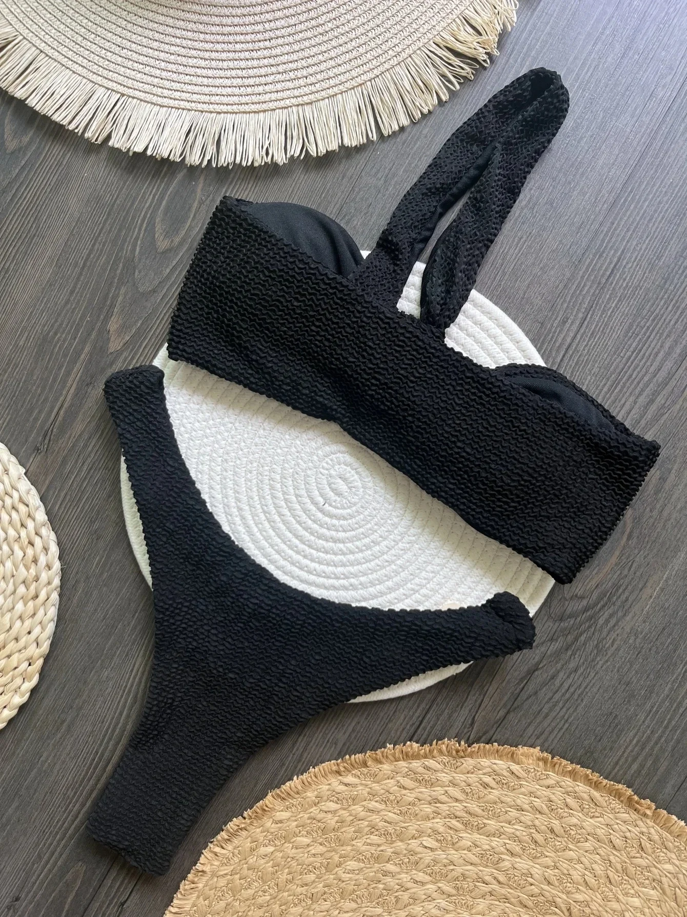 RUOTONSEPT Wrinkled Crinkled One Shoulder Padded Bikini Female Swimsuit Women Swimwear Two-pieces Bikini set Bather Bathing Suit