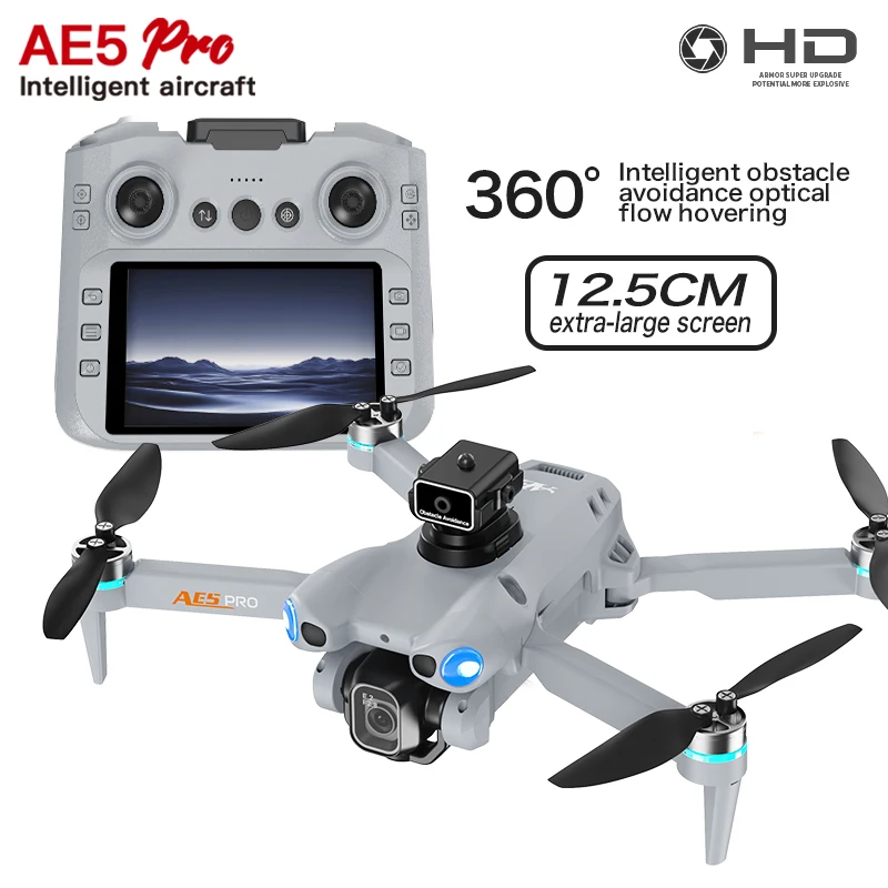 

2026 Новый модернизированный мини-дрон AE5 PRO 4K, профессиональная двойная камера, местоположение оптического потока 360 ° Игрушки-квадрокоптеры для предотвращения препятствий