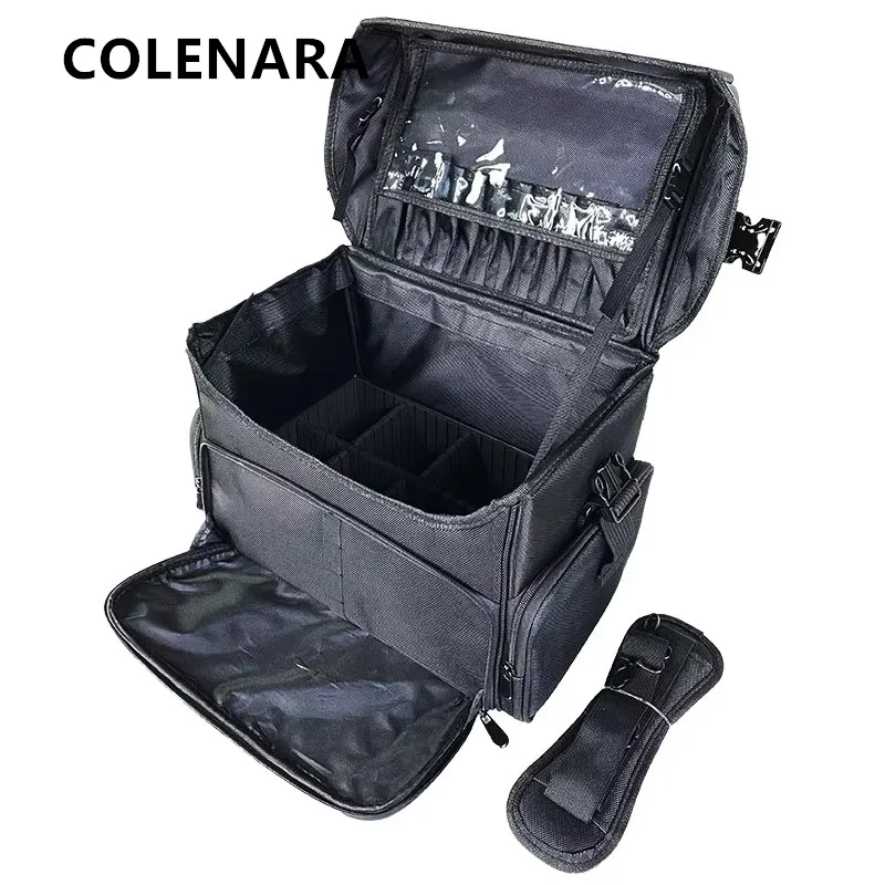 COLENARA المتداول حقيبة المرأة أكسفورد القماش حقيبة مستحضرات التجميل سعة كبيرة الجمال مانيكير أدوات حقيبة تروللي بعجلات حقيبة مستحضرات تجميل #6