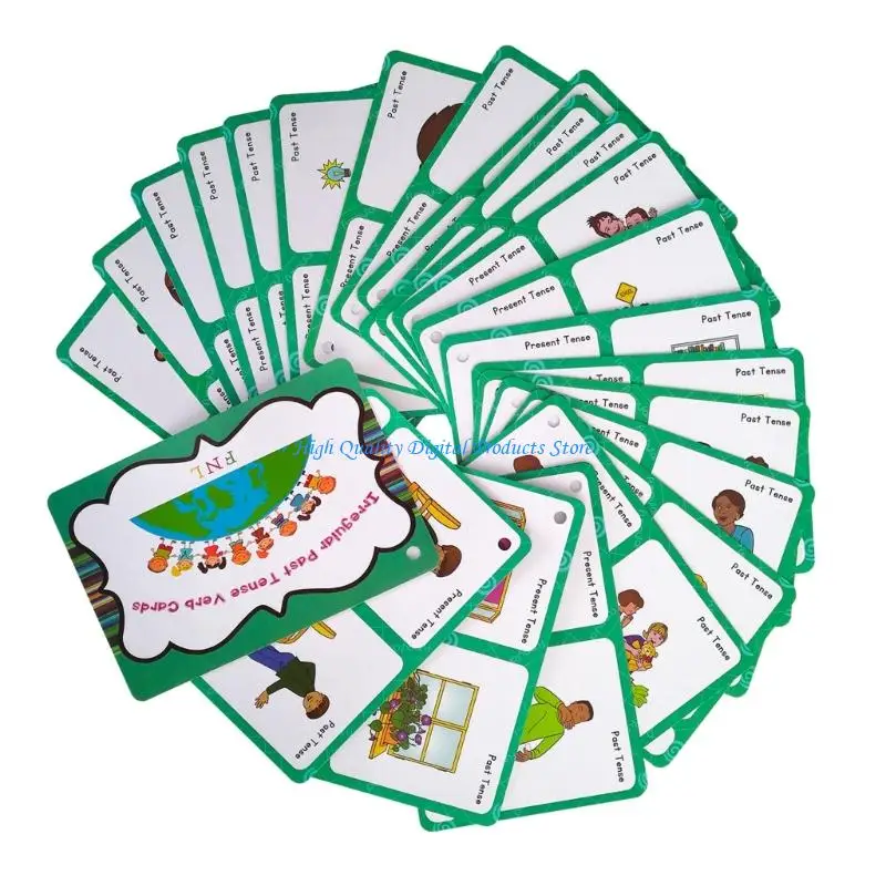 U2JE Past Tenses Verb Irregular Verb Flash Card for Kids, Picture Learning Card Set