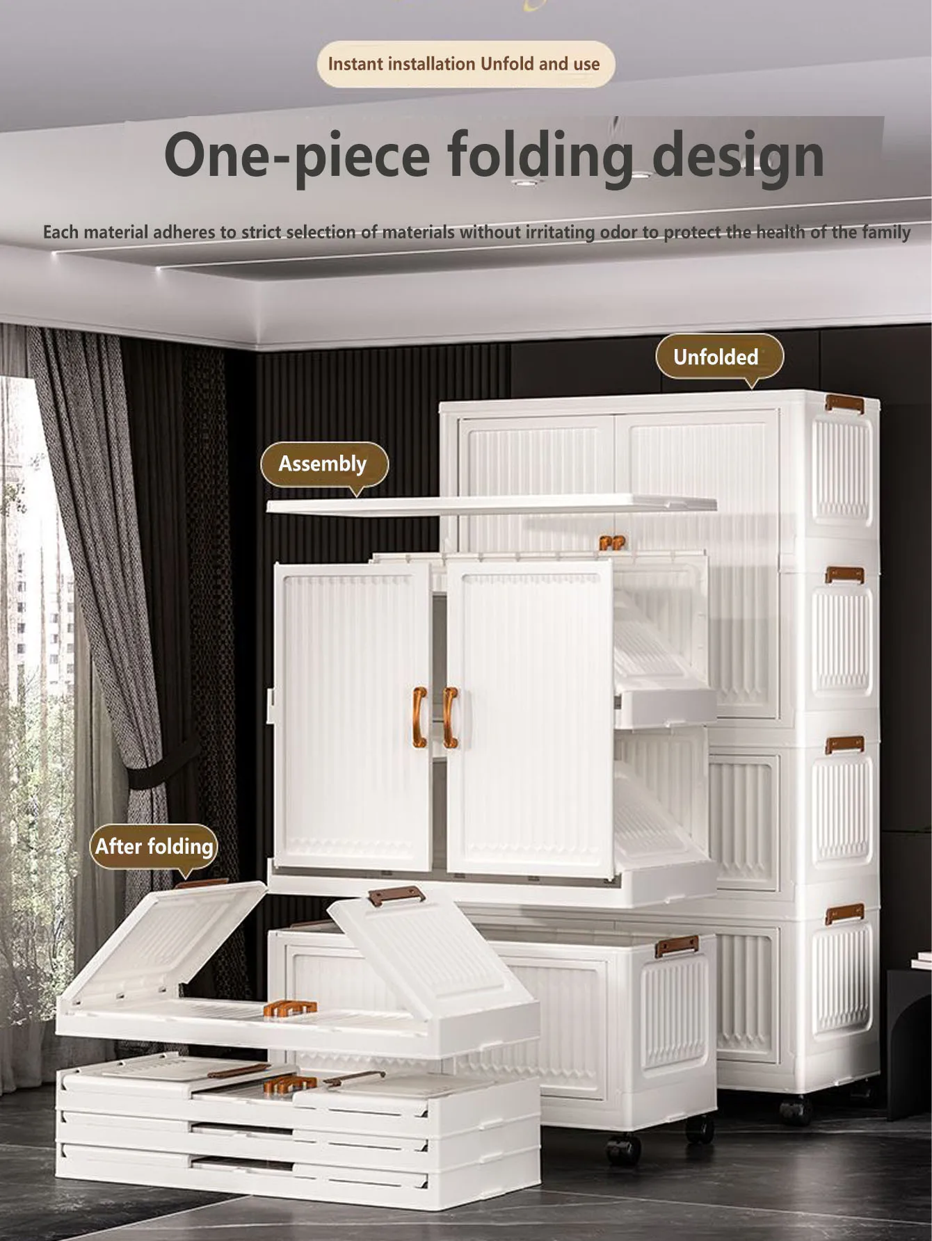 Installation Free Baby Wardrobe Foldableing Storage Cabinet Multi Layer Children's Small Wardrobe Home Clothes Storage Box Stora