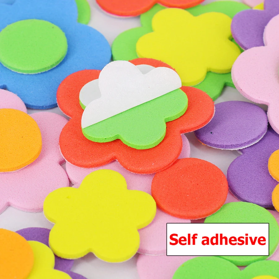 15-70pcs/Pack EVA Sponge Patch Stickers with Adhesive Backing Color Heart Flower Number Self-AdhesiveDIY Diary Graffiti Stickers