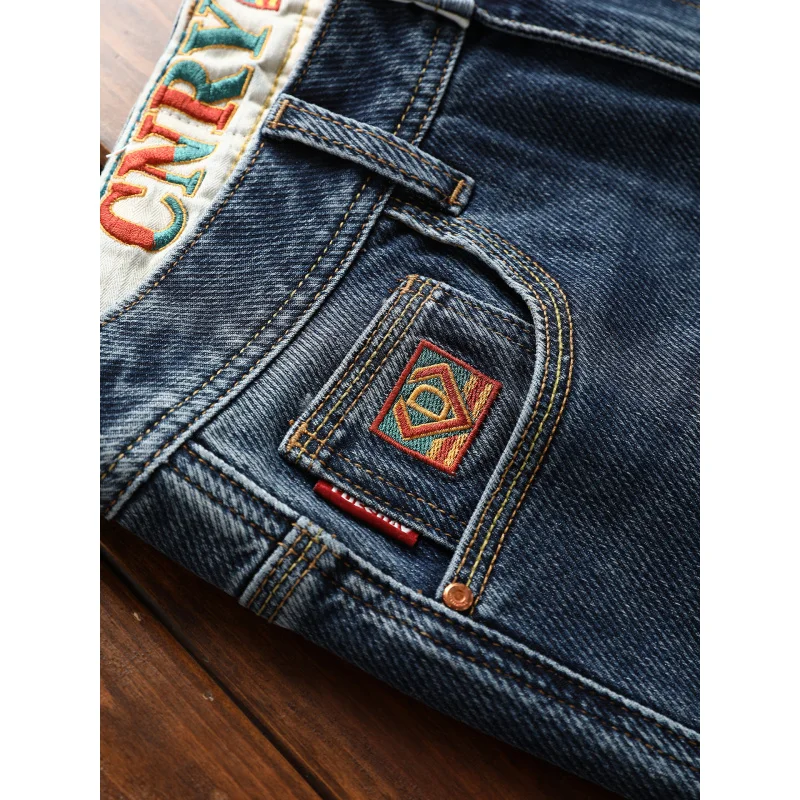 

2025New Autumn Jeans Men's Slim Stretch Affordable Luxury Fashion Embroidery Long Skinny Pants