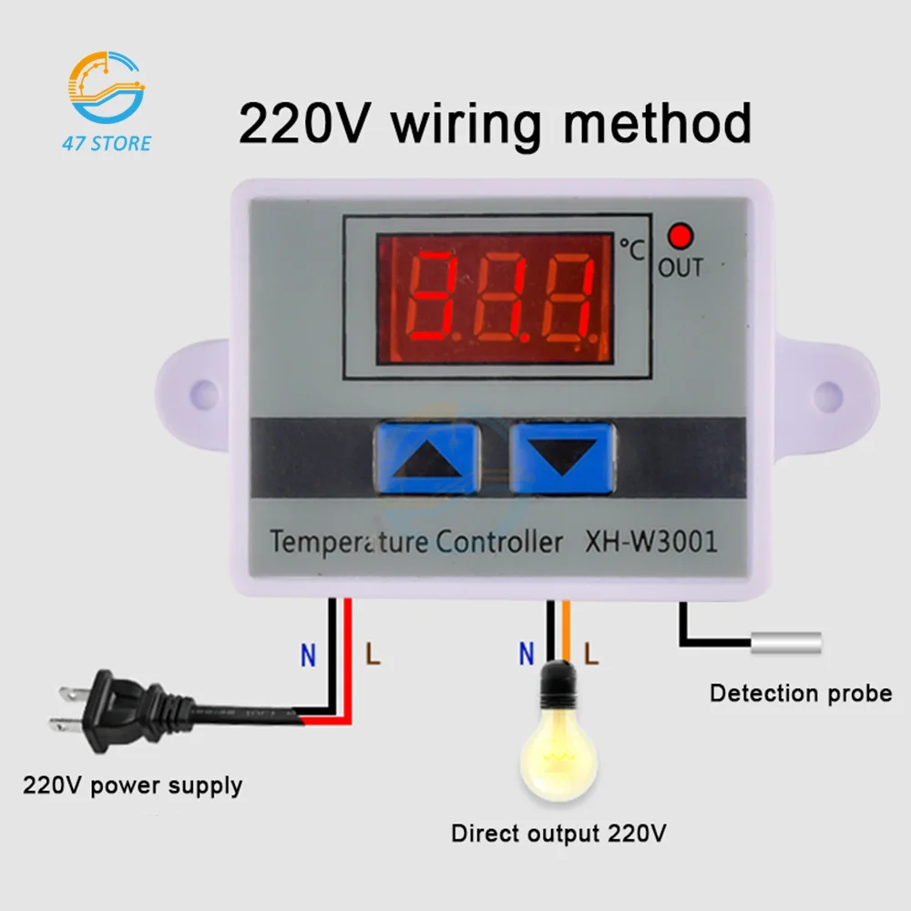 XH-W3002 Temperature Controller AC110V-220V DC12V/24V LED Digital Control Thermostat Microcomputer Switch Thermoregulator Sensor