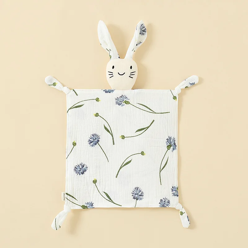 赤ちゃんなだめる掛け布団 - 純綿ガーゼ、噛むのに安全、スリープドール、ハンドパペットおもちゃ