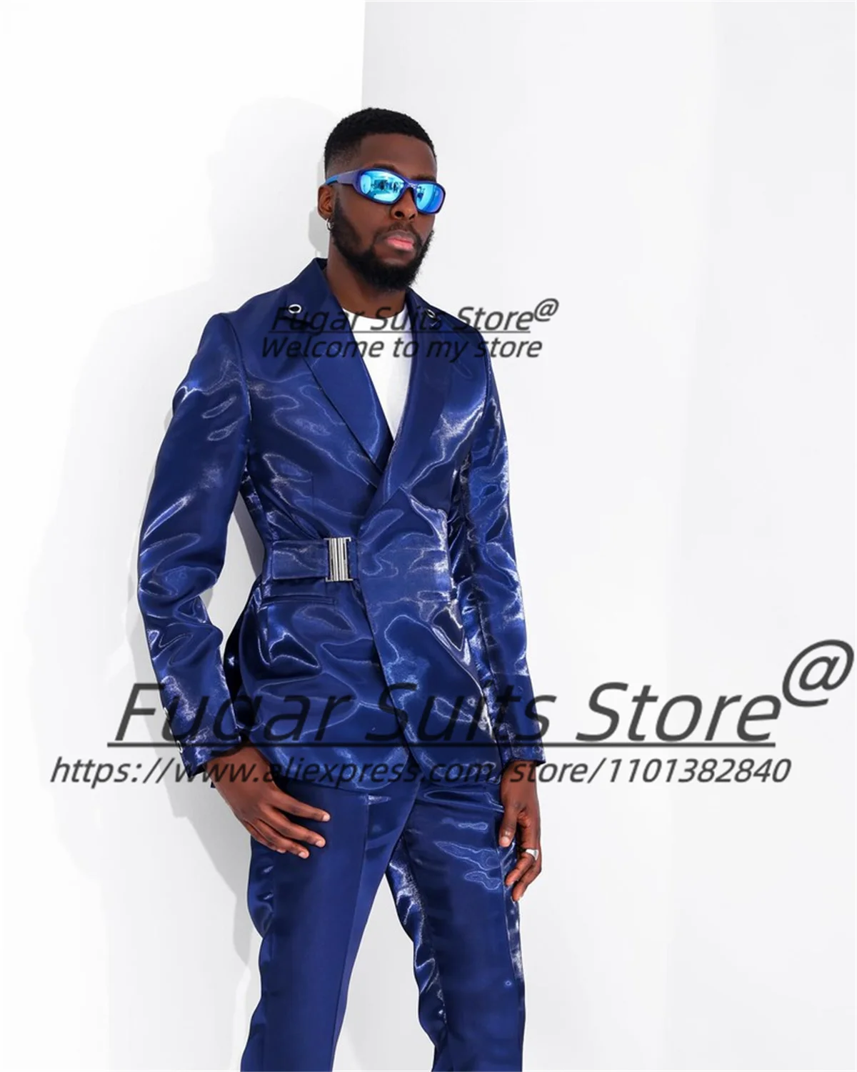 

High Qublity Fashion Royal blue Men Suits Slim Fit Notched Lapel Groom Prom Tuxedos 2 Pcs Sets Elegant Male Blazers Ropa Hombre