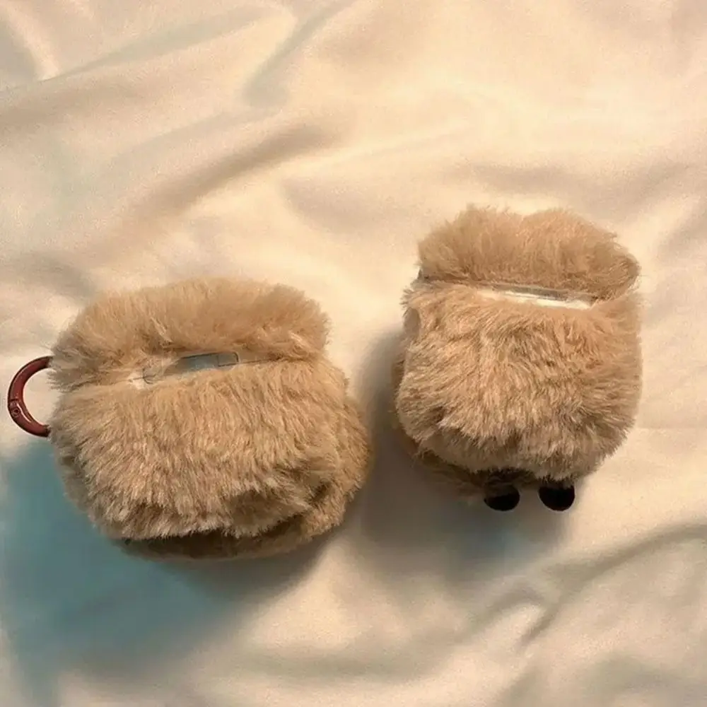 3D Capybara Earphone Case Soft Plush Earphone Charging Box Warm Fluffy Headphone Protective Cover for Airpods