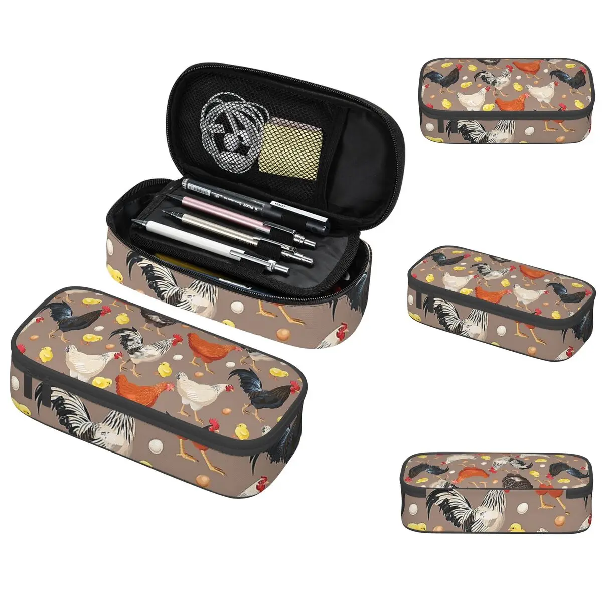 치킨 다채로운 패턴 연필 케이스 Studen 학교 펜 상자 연필 가방 편지지 용품 펜 홀더 가방