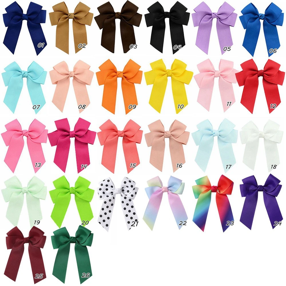 10pcs/lot Solid Color Grosgrain Ribbon Bowknot Kids Hair Clips Bows Baby Girls Barrettes Hairpins Double Layered Ribbon Headwear