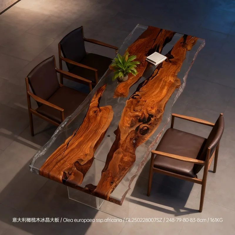 طاولة شاي كبيرة من الراتنج الخاص، طاولة طعام، مكتب متكامل، طاولة شاي، مكتب كبير، شاي نهري طويل #2