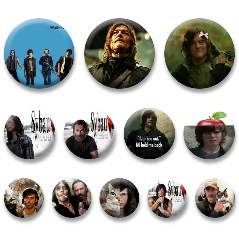 Broches Clásicos de Películas de Zombis, Botones de Personajes de Series de TV, Pines de Daryl Dixon para Mochilas, Ropa, Sombreros, Joyería y Accesorios, Regalo