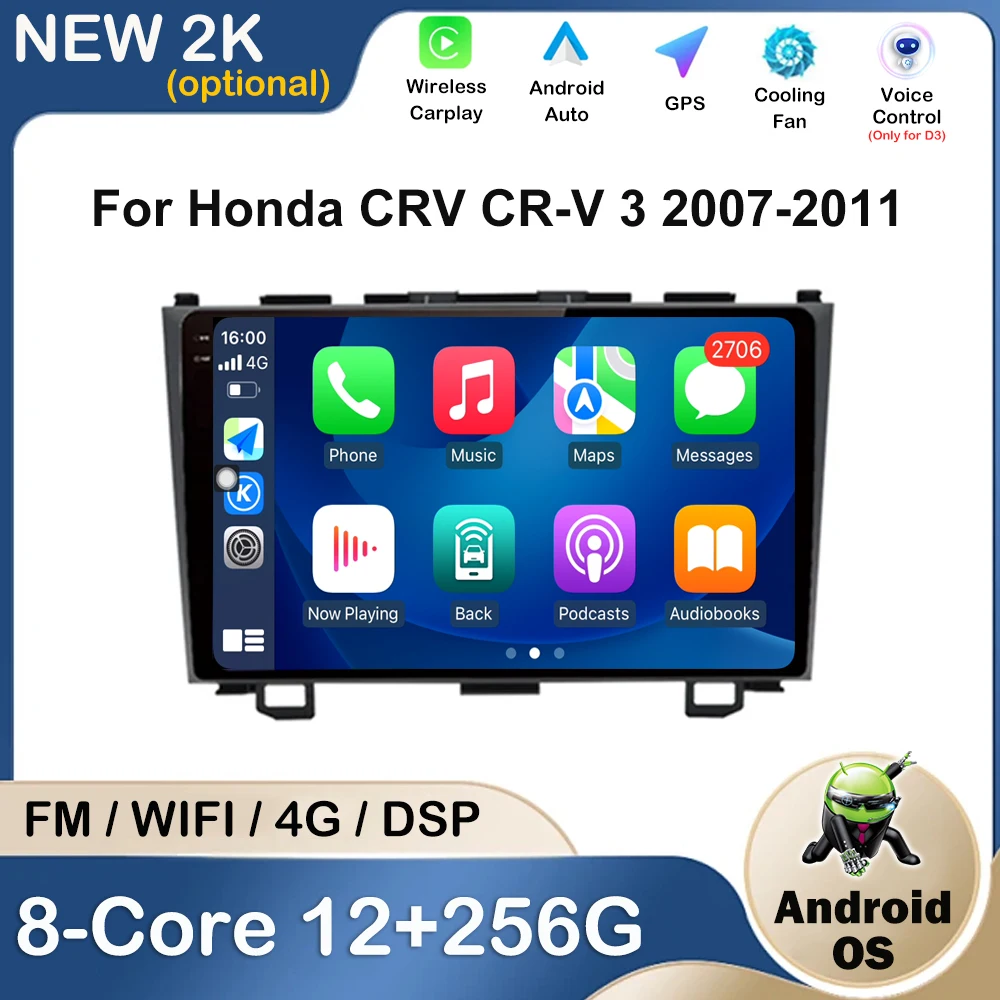 

GPS Navi For Honda CRV CR-V 3 2007 - 2011 Car Multimedia Video Player 9 inch Carplay WIFI DSP Stereo Android OS HD Screen BT