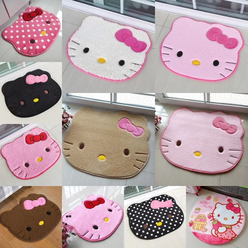 Sanrio Hello Kitty Cartoon Floor Mat Entrance Bedroom Carpet Bedside Blanket Suede Cute Foot Pad Non Slip Door Mat For Bathroom