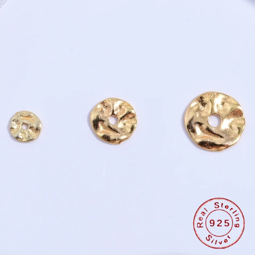10 piezas SS925 plata esterlina patrón Irregular redondo espaciador junta de cuentas DIY pulsera de cuentas hecha a mano y accesorio de collar SZ148