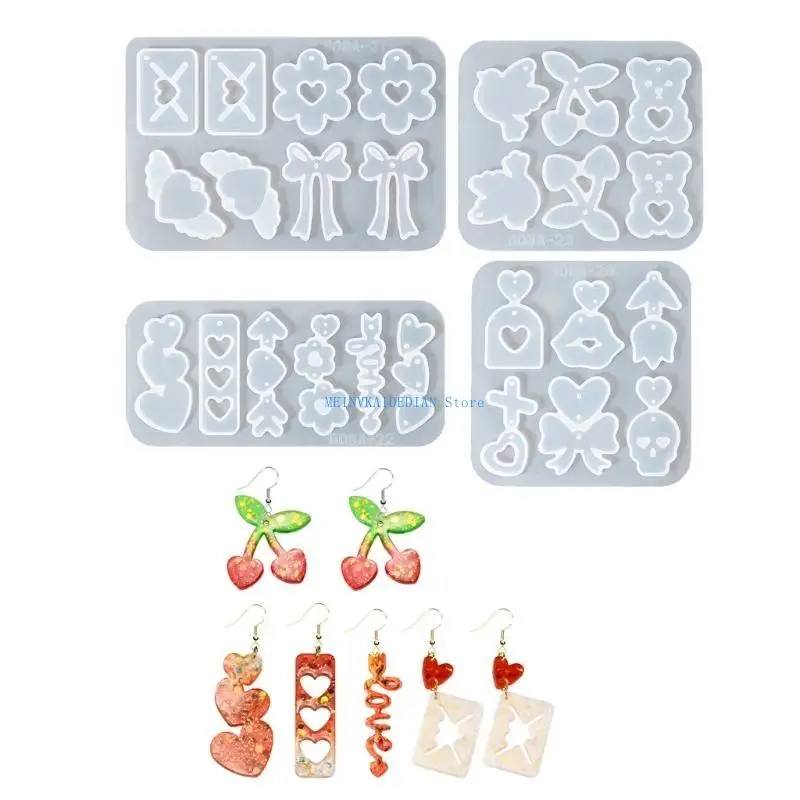 

C1FE 4pcs Versatile Use Silicone Mould for Making Unique Cherrys Shaped Earrings