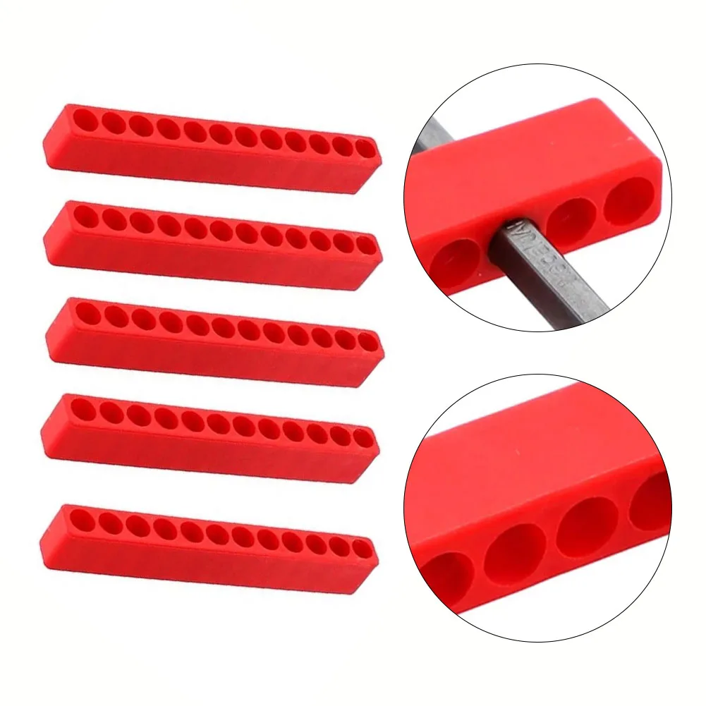 Neat and Tidy Screwdriver Storage Plastic Bit Holder with 12 Holes 5pcs Organizer for Hex Shank Screwdrivers and Drill Bits
