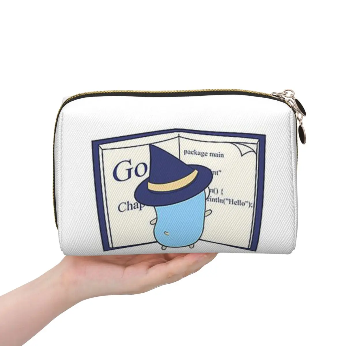 The Go Gopher Golang Witch Learning Women Cosmetic Bag Travel Makeup Organizer Pouch Toiletry Storage Dopp Kit Box