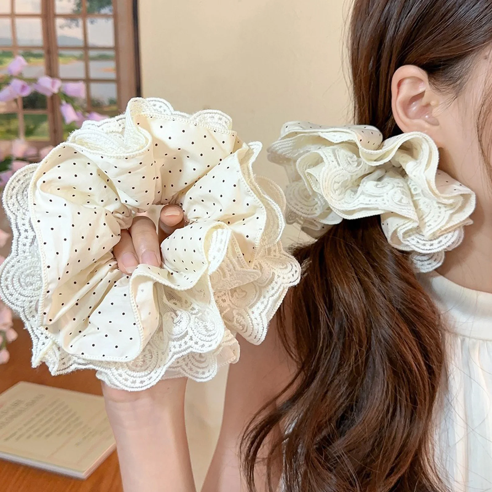 Cuerda para el pelo de hadas para mujer, diadema con patrón de cereza y flores bordadas exquisitas, accesorios para el cabello para la vida diaria de las niñas, 1 unidad