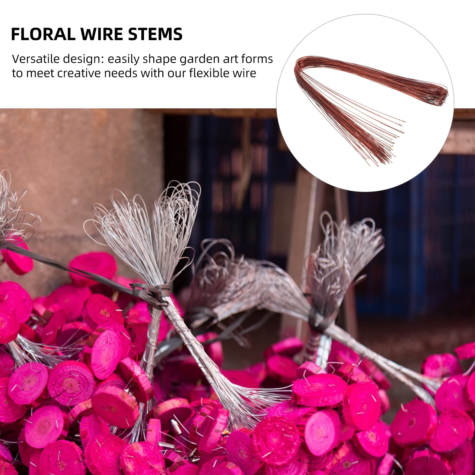 

50Pcs Craft Iron Wire for Floral Arrangements - Thin Flexible Metal Stem DIY Flower Making Supplies - Bouquet Wrapping Wreath