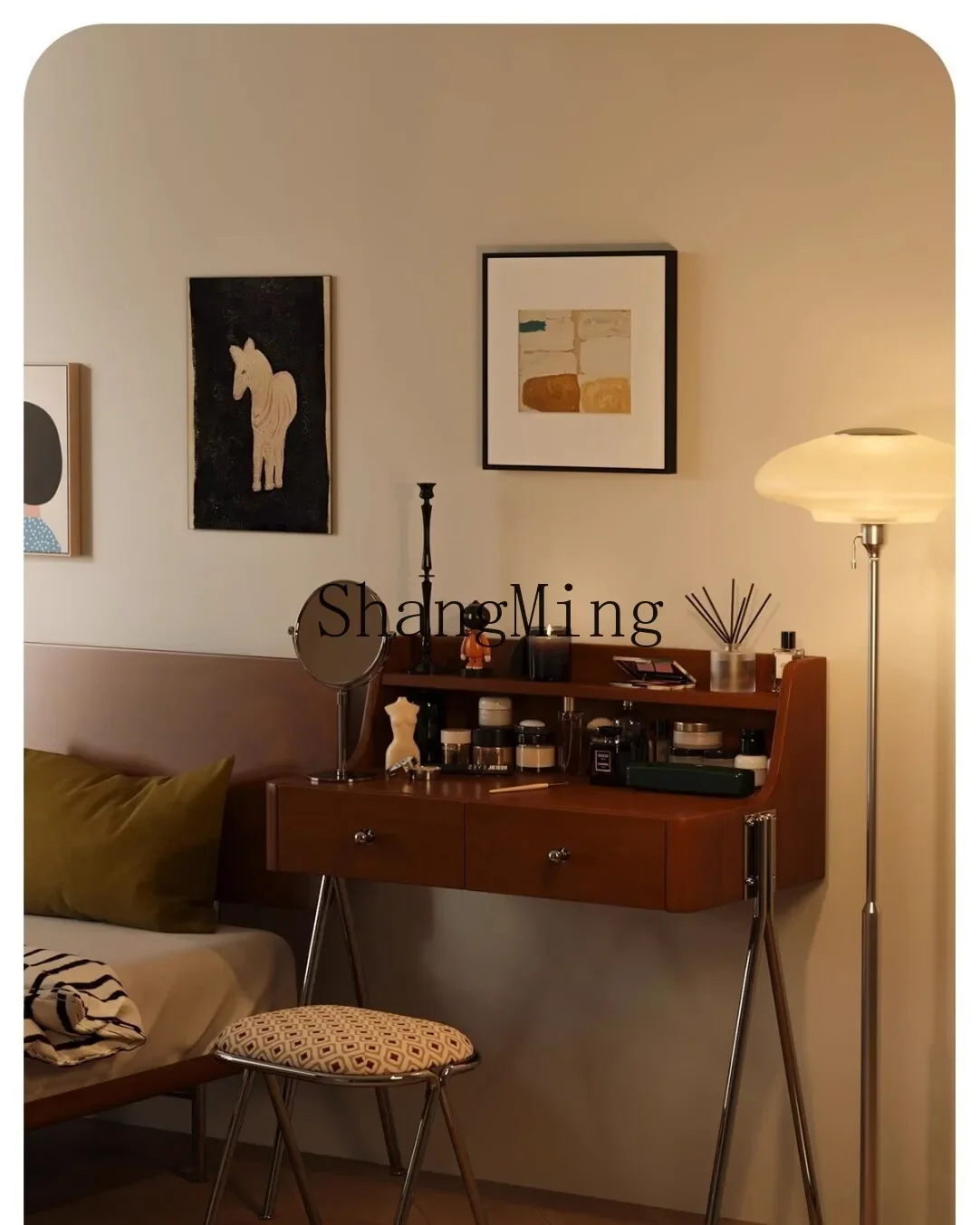 

CL apartment simple solid wood dresser retro style bedroom bedside storage makeup table