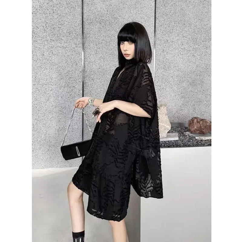 Elegant Hong Kong Style Unique Design Jacquard Solid Fashion Set Loose Bat Sleeve Top Elastic Waist Shorts