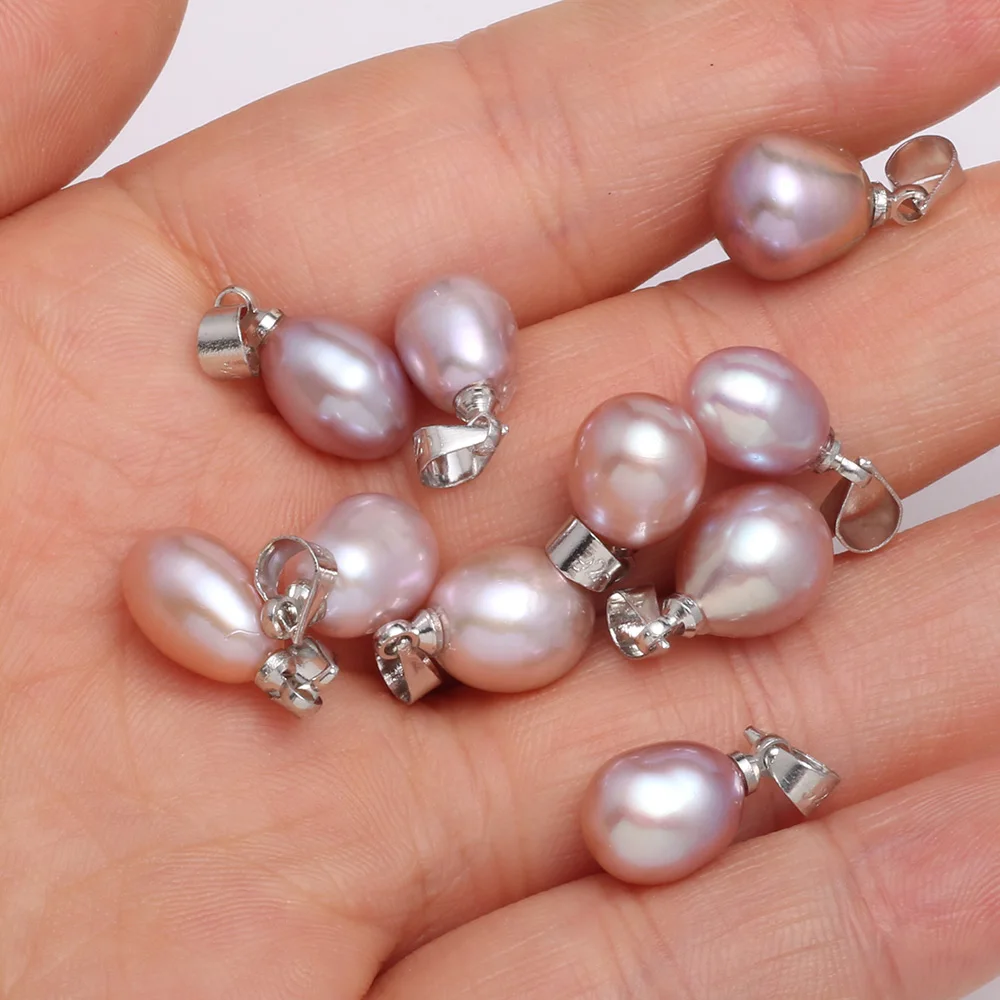 7-8mm AAA 4pcs Natural Freshwater Pearl Pendant Rice Beads Charms for Jewelry Making DIY Necklace Earrings Charms Accessories