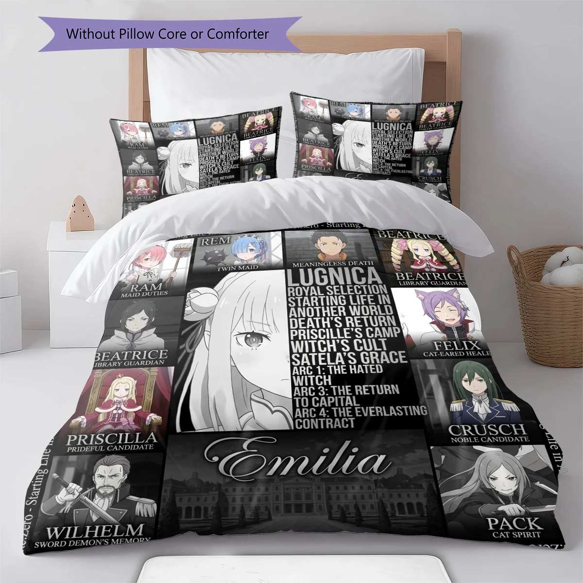 Re Zero Duvet Cover Soft Cozy, Kids Bedding Gift Set,SizeDifferent Sizes -HE49