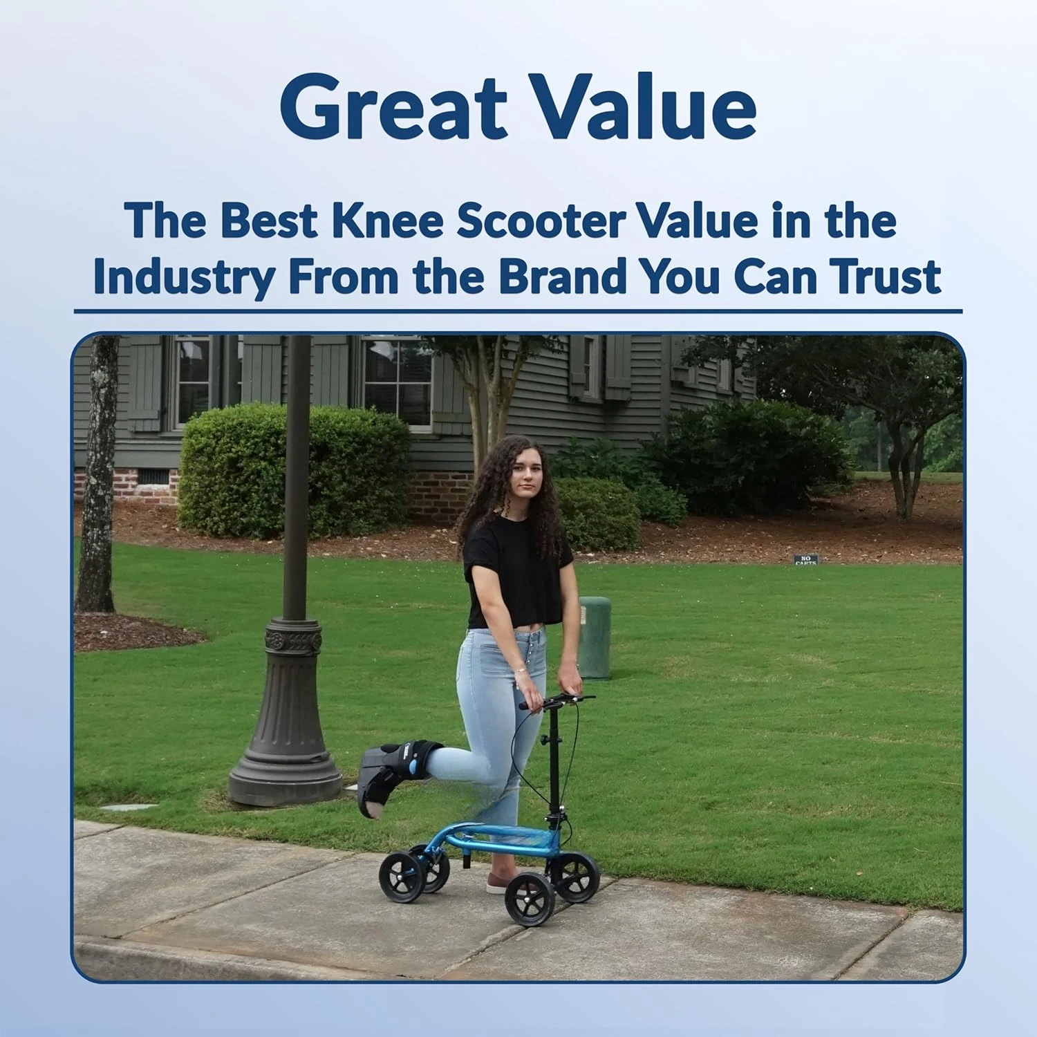 Foot Surgery, Broken Ankle, Foot Injuries - Foldable Knee Rover Scooter for Broken Foot Injured Leg Crutch with Dual Brakes