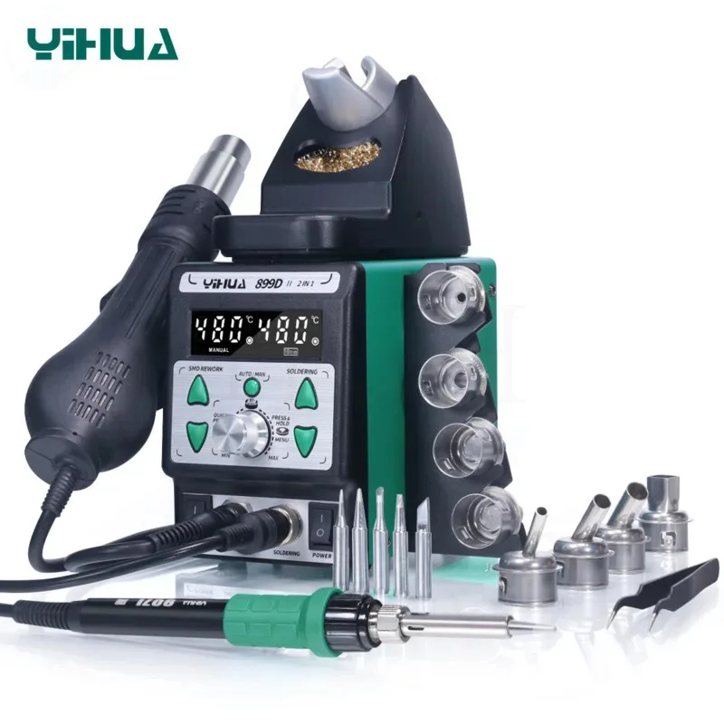 

YIHUA 899D II Temperature Compensation LED digital Soldering station hot air desoldering soldering iron Rework Station