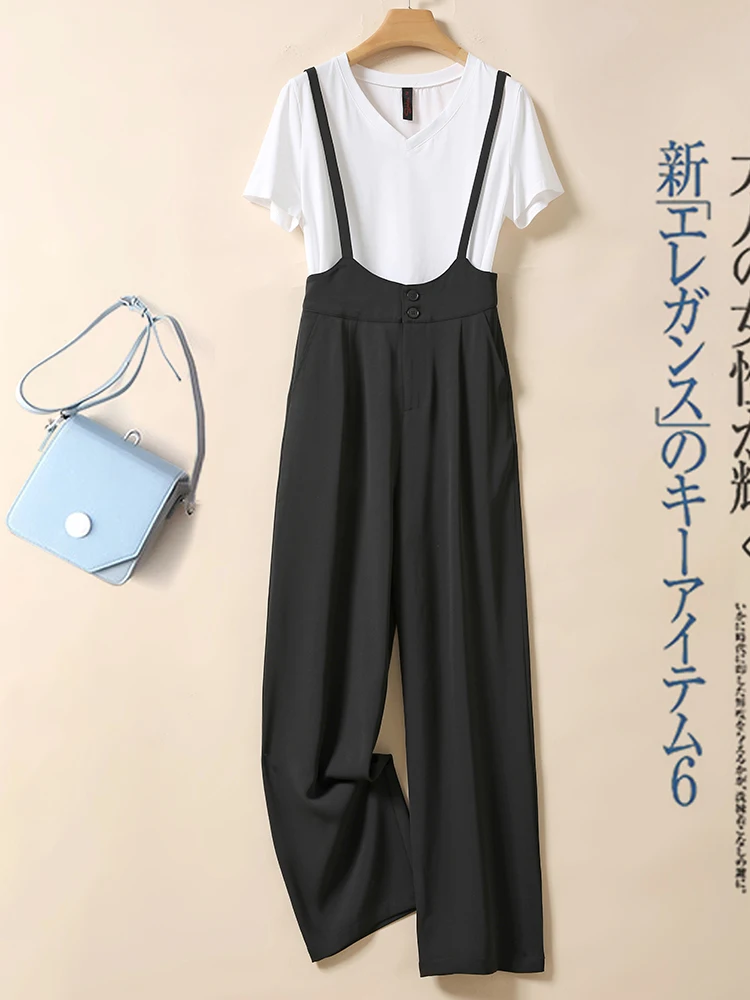 

Летние тонкие прямые повседневные широкие брюки, женские комбинезоны с высокой талией из ледяного шелка, цельные костюмы Anung для поездок на работу