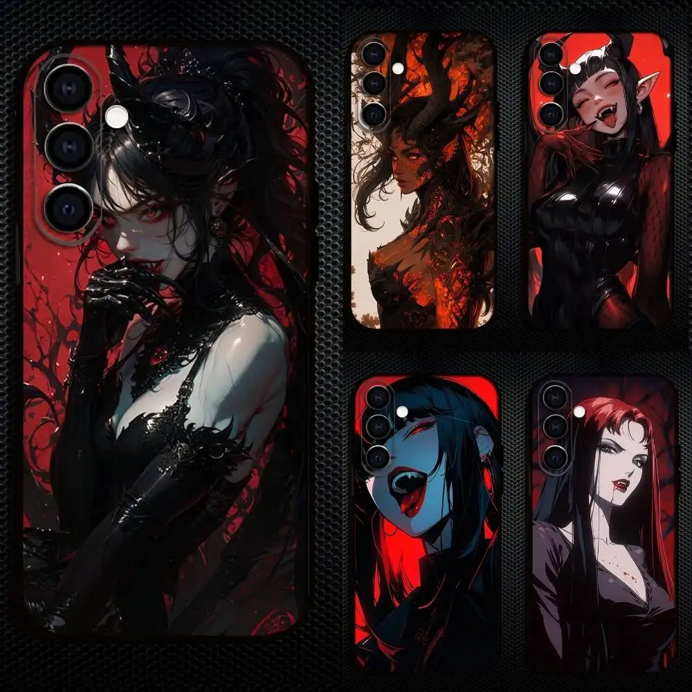 

Gothie Vampire Searlet Art Phone Case For Samsung Galaxy A73,A72,A71,A70,A53,A52,A51,Others Soft Black Cover