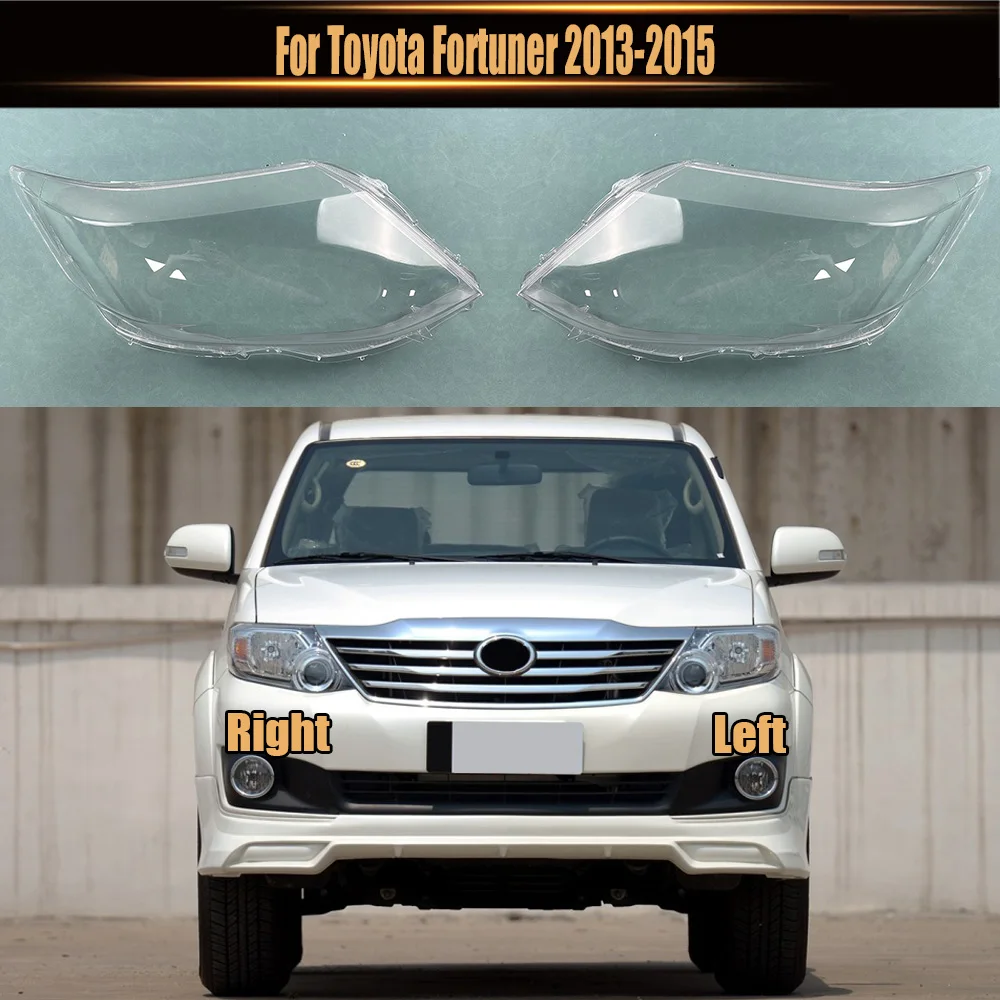 

For Toyota Fortuner 2013-2015 Headlight Shade Transparent Lampshade Lens Headlamp Cover Lamp Shell Plexiglass Black Edge