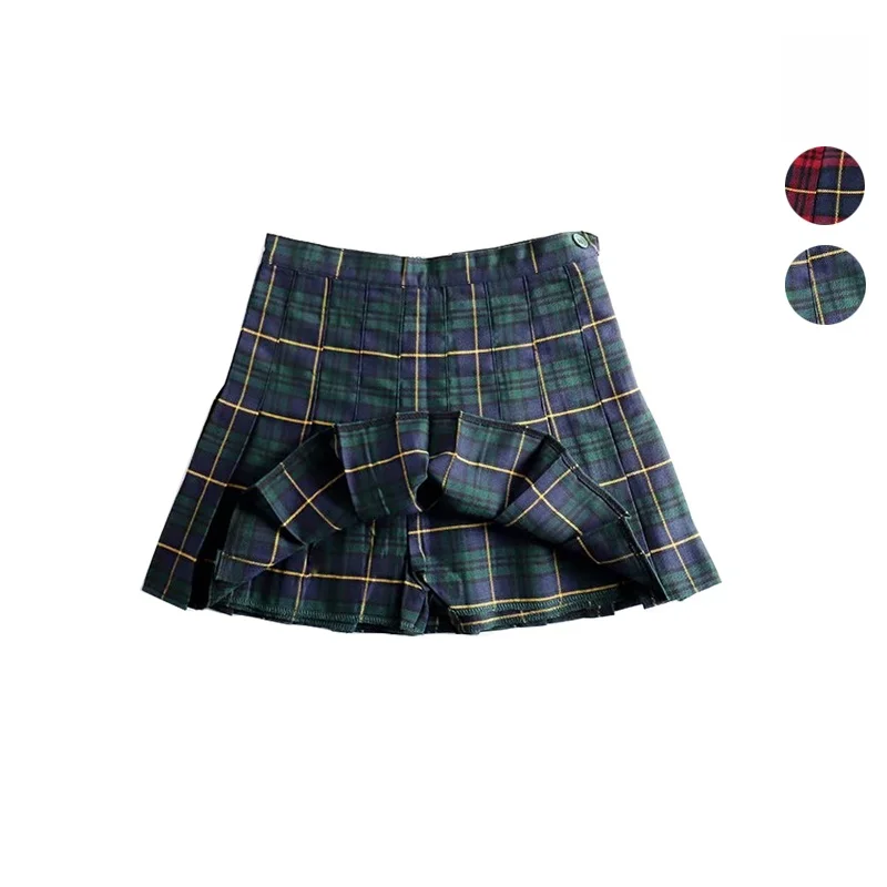 

Юбка-зонтик с высокой талией в американском стиле ретро, теннисная клетчатая юбка с защитой от воздействия и брюк для девочек, Ins College Sle, утягивающая длина...