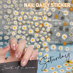 1Pcs Daisy Flowers Nail Stickers White Florals Petals 3D Nail Art Decals Adhesive Sliders Nail Stickers Decoration DIY Manicure