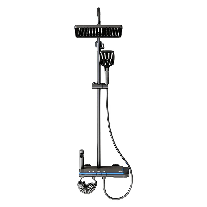 

Cream white gun gray, constant temperature digital display shower set, all copper household shower toilet booster nozzle