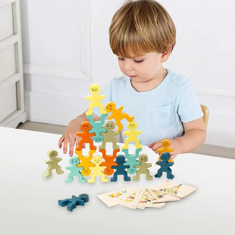 Empilhamento brinquedos de construção brinquedo sensorial blocos de pilha de equilíbrio de madeira aprendizagem precoce jogo de pilha atividade pré-escolar empilhamento brinquedos para