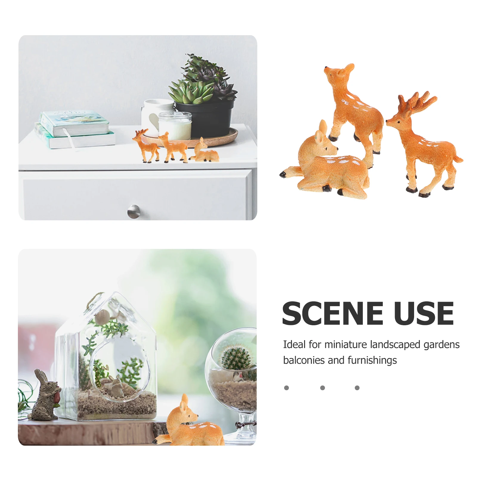 

3 Pcs Deer Decoration Accessories Mini Animals Figures Resin Figurine Small Figurines Home Decorate