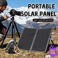 Portable Solar Panel USB 12V Charger Mobile Phone Folding Kit Foldable Outdoor Camping Power Bank For Phone Charging Battery
