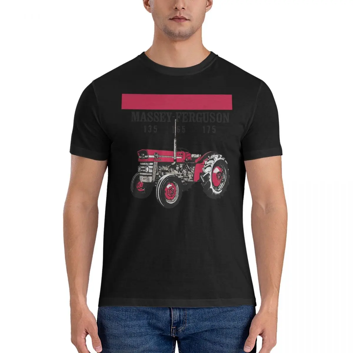 Copy Of Tractor 135 165 175 T-Shirts Men Massey Ferguson Funny Pure Cotton Tee Shirt Crew Neck Short Sleeve T Shirt Birthday