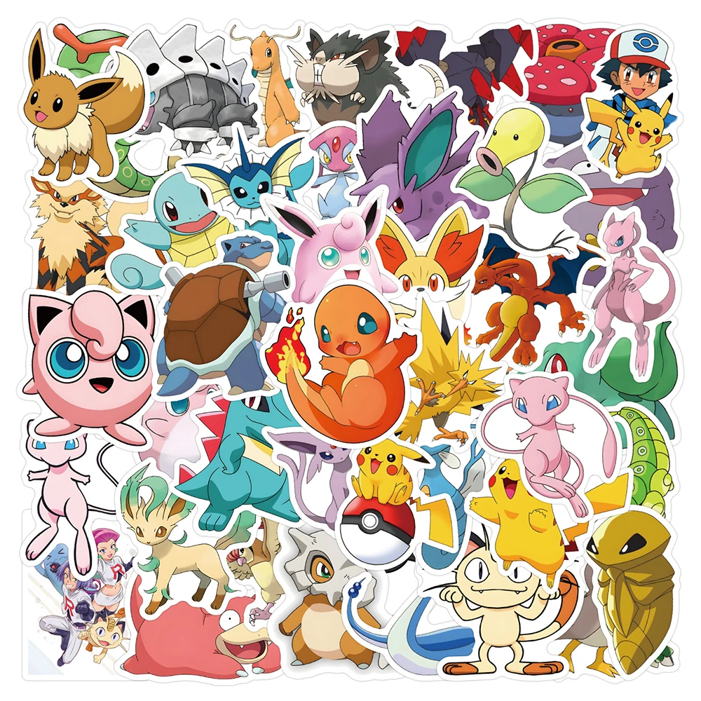 

10/30/50/100pcs Cute Pokemon Cartoon Stickers Pikachu Eevee Decals Fridge Laptop Motorcycle Decoration Sticker for Kids Toy Gift