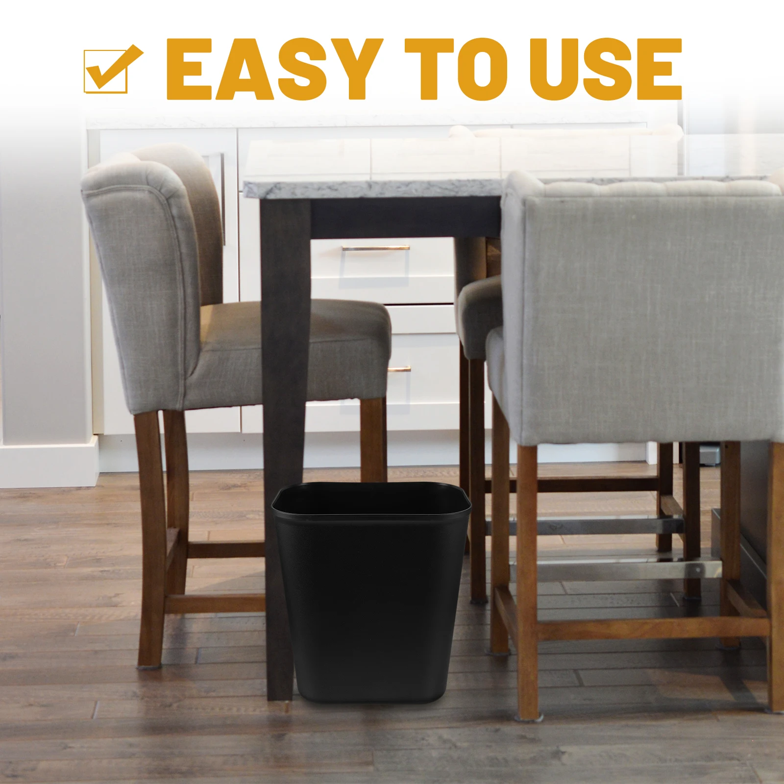 

Space Saving Trash Bin 15L Garbage Can for Under Desk Kitchen Office Square Plastic Waste Basket Container Hardware