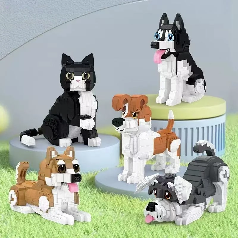 

Cow cat Animal Series Mini Building Blocks Set Shiba Inu Husky Schnauzer Model Kit Assembly Collector's Figure Kids XMAS Toys