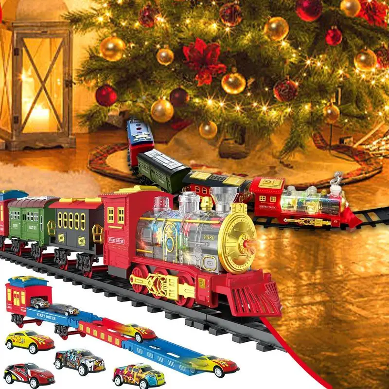 Kids Train Set Classic Train Set Electric Sound Train Toy Locomotive Model Battery-Powered Railway Kit Christmas Toy For Girls