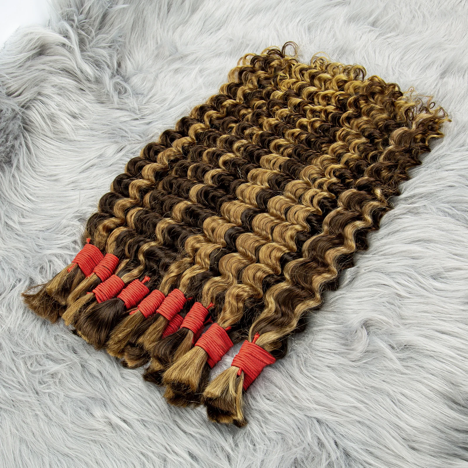 P4/27 No Weft Curly Bulk Human Hair for Braiding Deep Wave Human Braiding Hair 100% Unprocessed Human Hair Braiding Hair