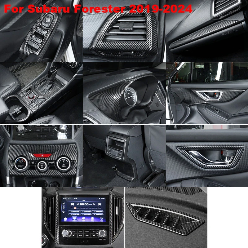 

For Subaru Forester 2019-2024 Interior Kit ABS Carbon Fiber Car Dashboard Console Gear Shift Panel Cover Trim Car Accessories