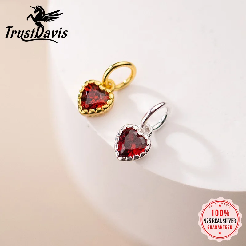 

TrustDavis стерлингового серебра 925 пробы модный милый красочный циркон сердце кулон DIY ожерелье браслет аксессуары ювелирные изделия DZ1844