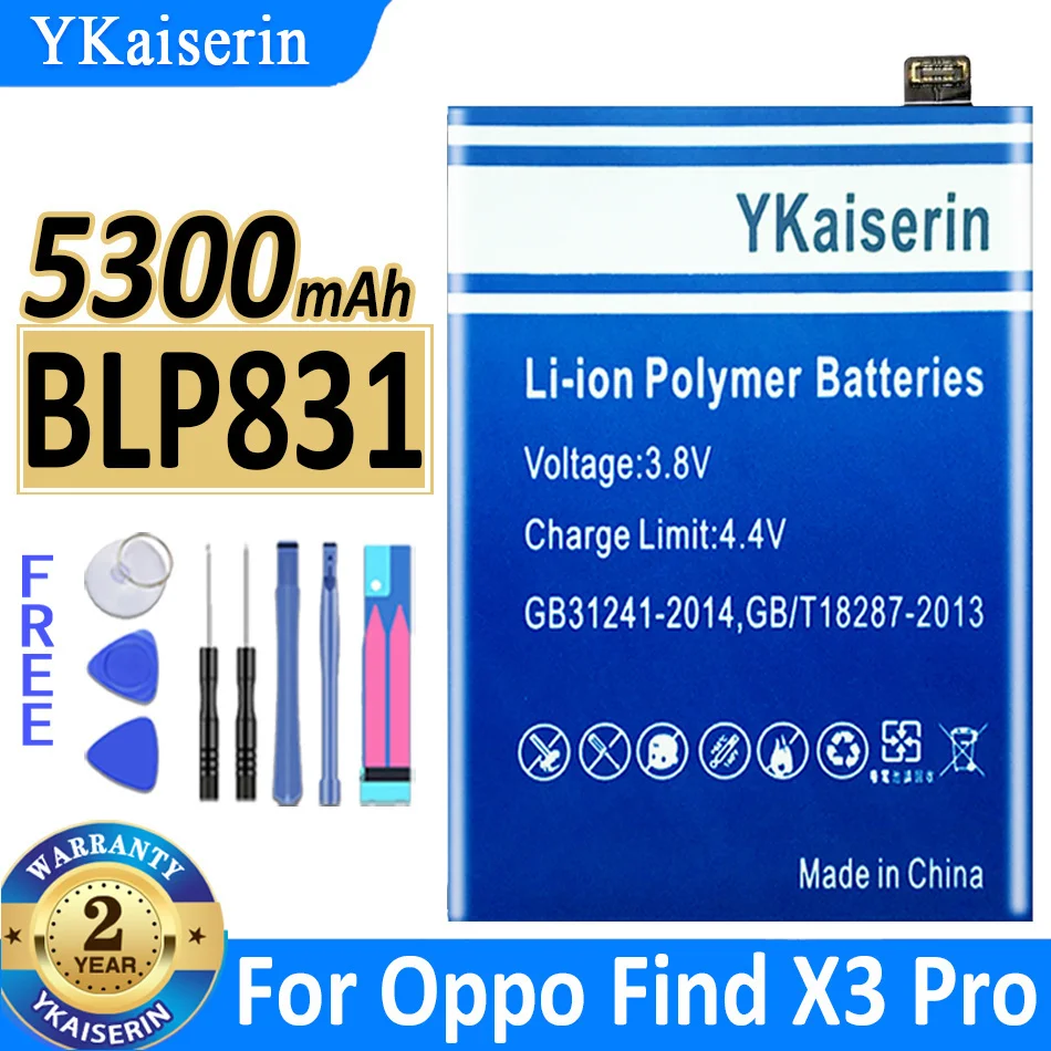 5300mAh YKaiserin Battery BLP831 For Oppo Find X3 Pro X3Pro CPH2173 PEEM00