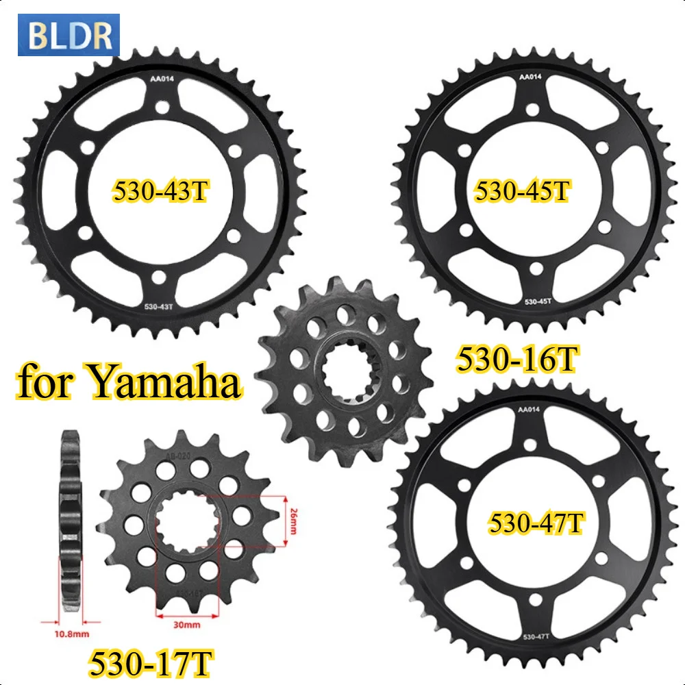 530-16T 17t 43T 45T 47T Front Rear Sprocket Kit For Yamaha FZ1 FZ1S FZ1S FZ1 Fazer FZS1000 Fazer YZF R1 YZFR1