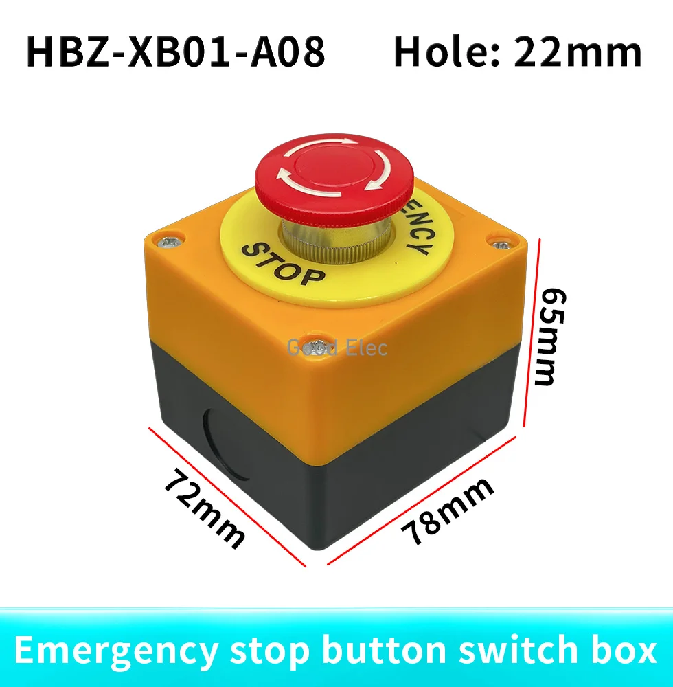 1PCS emergency stop button switch box Equipment Elevator Lift warning emergency stop waterproof and dustproof ring