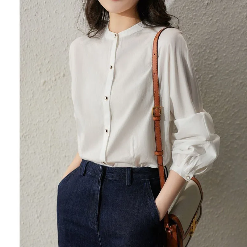 Fashion O-Neck Solid Color lantern Sleeve Shirt Women\'s Clothing 2022 Autumn New Loose Korean Tops All-match Office Lady Blouse